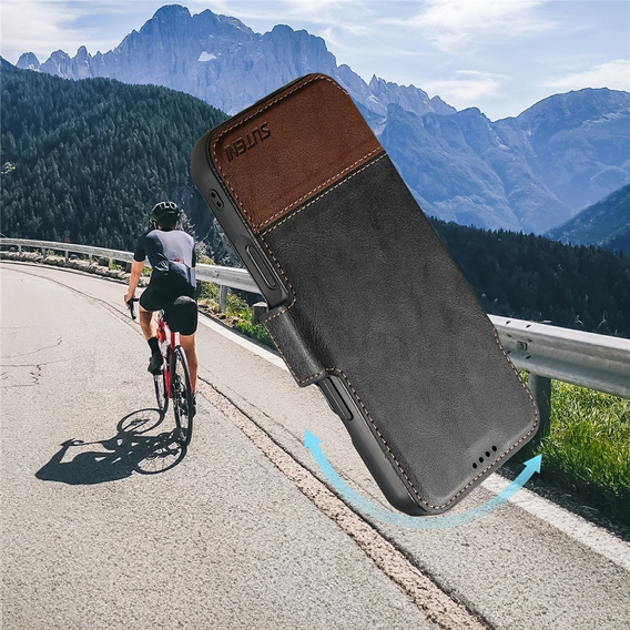 Etui z klapką 2w1 SUTENI do iPhone 17 Pro, do MagSafe, czarne