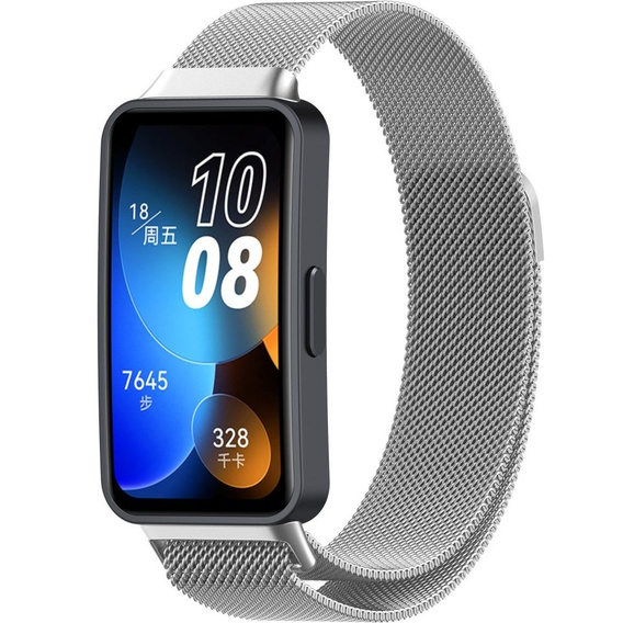 Bransoleta Milanese do Huawei Band 8 / Huawei Band 9 / Huawei Band 10, Srebrna