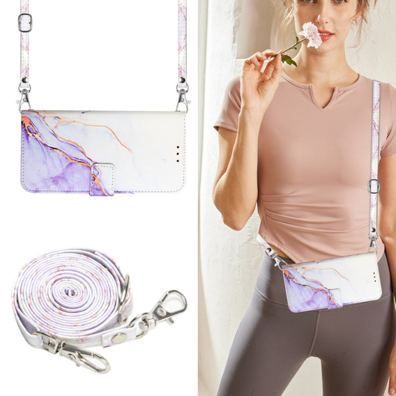 Etui z klapką do Xiaomi Redmi Note 13 Pro 4G / Xiaomi Redmi Note 14S / Xiaomi Poco M6 Pro 4G, Wallet, Marble fioletowe