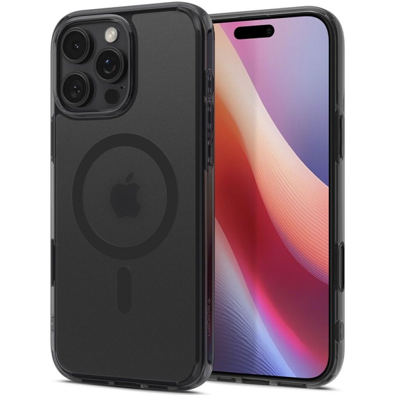 Etui z MagSafe Spigen do iPhone 16 Pro Max, Ultra Hybrid "T", matowe przezroczyste / czarne + Szkło Hartowane 9H