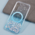 Etui do Samsung Galaxy S24, Glittery, do MagSafe, niebieskie