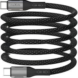 Maxlife kabel magnetyczny nylonowy MXUC-11 USB-C – USB-C 1,0 m 100W, czarny