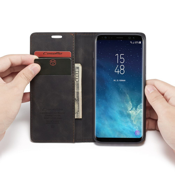 Etui CASEME do Samsung Galaxy S8 Plus, Leather Wallet Case, czarne