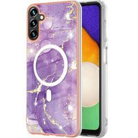 Etui do Samsung Galaxy A54, do MagSafe, Marble, fioletowe