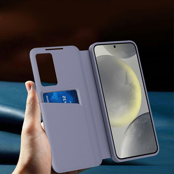 Etui do Samsung Galaxy S25 Edge – Smart View z kieszenią na kartę, fioletowe