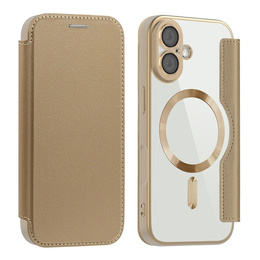 Etui z klapką do iPhone 17, RFID Wallet MagSafe z ochroną aparatu, złote
