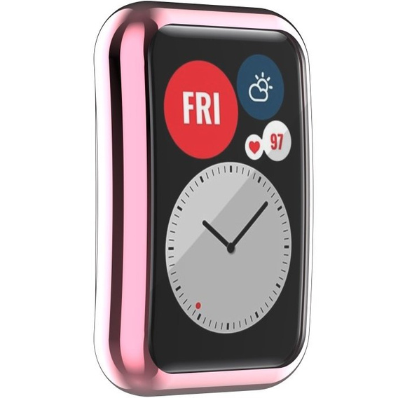 2w1 Etui z Osłoną na ekran do Huawei Watch Fit, Różowe