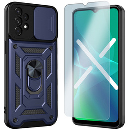 Zestaw Etui pancerne do Samsung Galaxy A33 5G, Nox Camera Slide, granatowe + Szkło