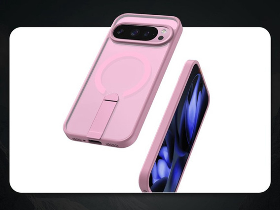Etui do Google Pixel 10 Pro XL, Fusion Hybrid, do MagSafe, z podstawką, różowe