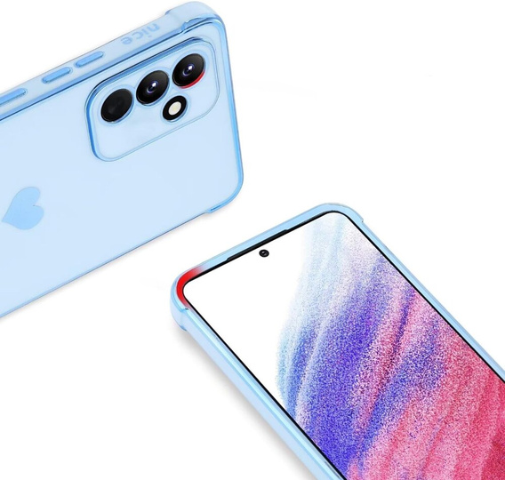 Etui do Samsung Galaxy A35 5G, Electro heart, niebieskie + Szkło Full Glue Ceramic
