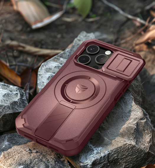 Etui Dexnor do iPhone 15 Pro – magnetyczne, z przesuwaną osłoną aparatu - czerwone