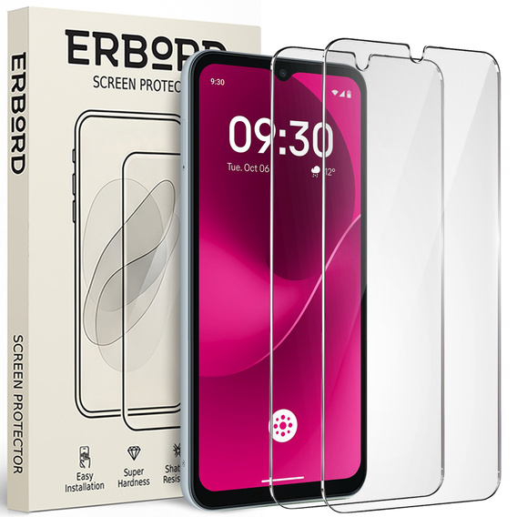 2x Szkło Hartowane do T Phone 3 5G, ERBORD 9H Hard Glass, szybka