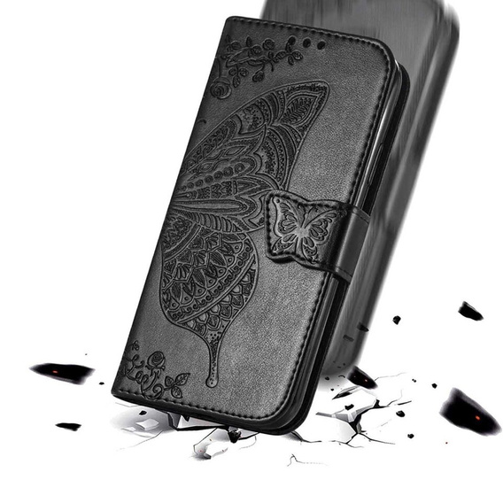 Etui z klapką do Xiaomi Redmi Note 15 Pro 4G, Butterfly, czarne