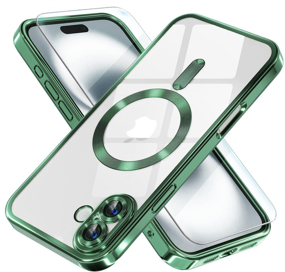 Etui do iPhone 16 Plus, Electro MagSafe, zielone + Szkło na ekran