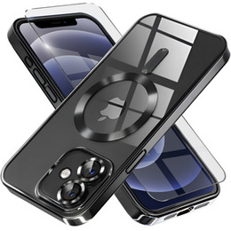 Etui do iPhone 12, Electro MagSafe, czarne + Szkło na ekran
