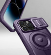 Etui Dexnor do iPhone 14 Pro – magnetyczne, z przesuwaną osłoną aparatu - fioletowe