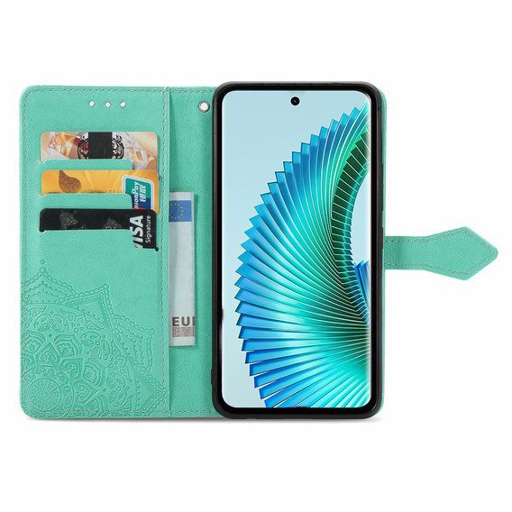 Etui z klapką do Honor Magic 6 Lite 5G, Mandala, zielone