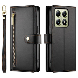 Etui z klapką do Xiaomi 14T, Wallet Zipper Pocket, czarne