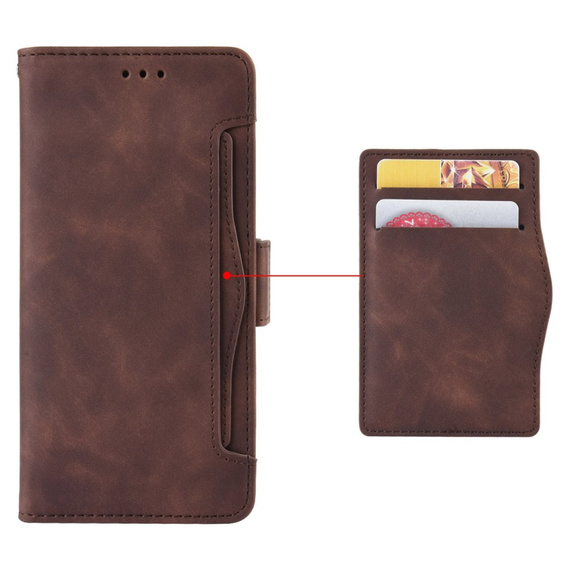 Etui z klapką do Honor 70 5G, Card Slot, brązowe