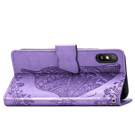 Etui z klapką do Xiaomi Redmi 9A, Butterfly, fioletowe