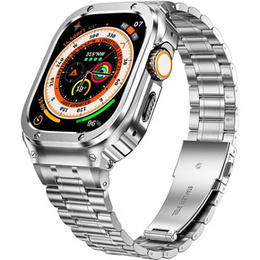 Bransoleta Stalowa z Etui do Apple Watch 7/8/9 45MM, Srebrna