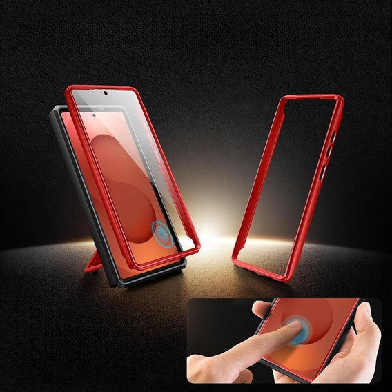 Etui do Samsung Galaxy S25 Ultra, Tongate MECH Series, Klips do paska, czerwone