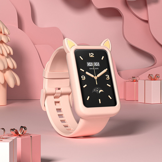 Pasek + Etui Kocie Uszy do Xiaomi Mi Band 7 Pro, Różowy