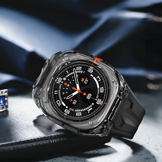 Pasek silikonowy z obudową ochronną do Samsung Galaxy Watch Ultra 47mm (2025 / 2024) – czarny, antywstrząsowy