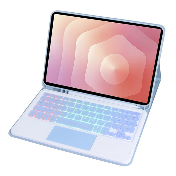 Etui z podświetlaną klawiaturą Bluetooth i touchpadem do Samsung Galaxy Tab S11 – niebieskie