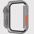 2w1 Etui + Szkło Hartowane do Apple Watch 4/5/6/SE 44MM, Szare/Pomarańczowe