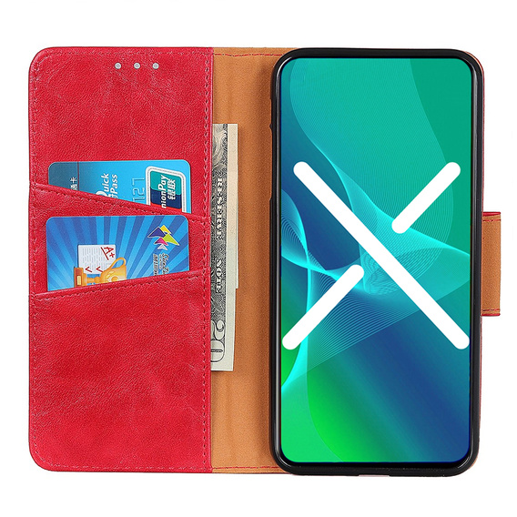 Skórzane Etui Wallet do Samsung Galaxy A22 5G, Red