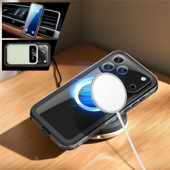 Etui Wodoodporne IP68 do iPhone 17 Pro Max, SHELLBOX MagSafe, czarne