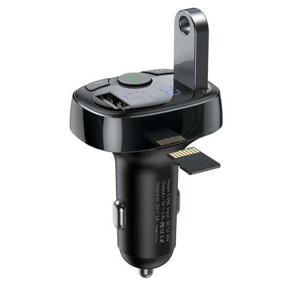 Baseus transmiter FM T-Shaped S-09A – Bluetooth MP3 + ładowarka samochodowa - czarna