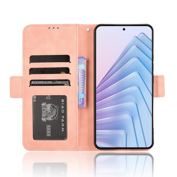 Etui z klapką do Xiaomi Redmi Note 14 4G, Card Slot, różowe