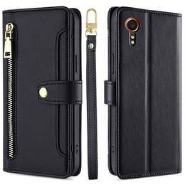 Etui z klapką do Samsung Galaxy Xcover 7, Wallet Zipper Pocket, czarne