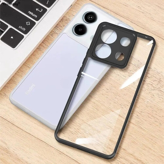 Etui do Xiaomi Redmi Note 13 Pro 4G / Xiaomi Redmi Note 14S / Xiaomi Poco M6 Pro 4G, Fusion Hybrid, z ochroną aparatu, przezroczyste / czarne