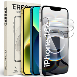 2x Folia Hydrożelowa do iPhone 13 / 13 Pro / 14 / 16e, ERBORD Hydrogel Foil