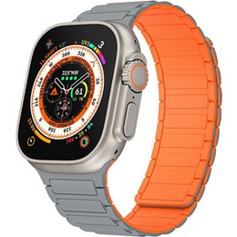 Pasek Silikonowy do Apple Watch 1/2/3/4/5/6/7/8/9/10/11/SE Ultra 1/2/3 42/44/45/46/49mm, Szary/Pomarańczowy