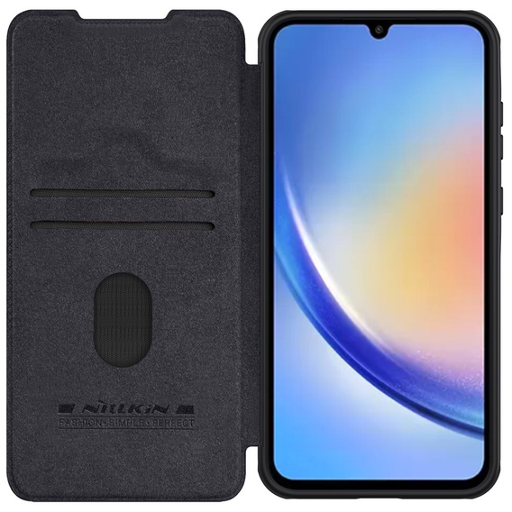 Etui z klapką NILLKIN do Samsung Galaxy A35 5G, CamShield Qin Pro, skórzane, czarne