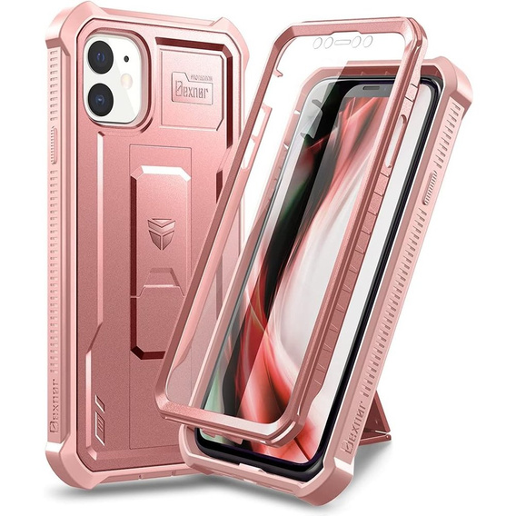 Etui pancerne do iPhone 11, Dexnor Full Body, różowe rose gold