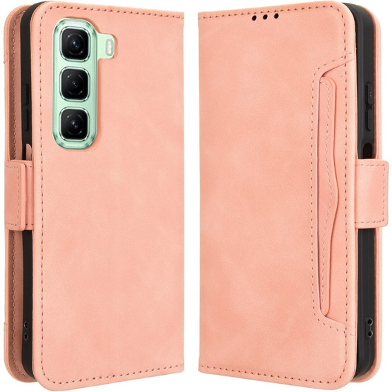 Etui z klapką do Infinix Hot 50 4G, Card Slot, różowe