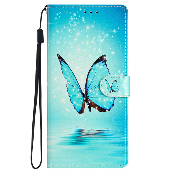 Etui z klapką do Samsung Galaxy A25 5G, Wallet, Butterfly, niebieskie + szkło 9H