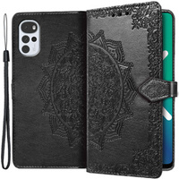 Etui z klapką do Motorola Moto G22, Mandala, czarne