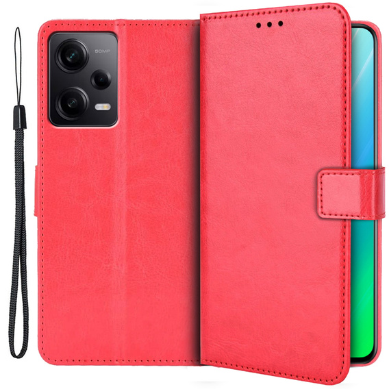 Etui z klapką do Xiaomi Redmi Note 12 Pro+ 5G, Crazy Horse Wallet, czerwone