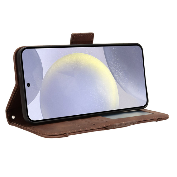 Etui z klapką do Samsung Galaxy S25 FE, Card Slot, brązowe
