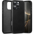 Etui skórzane do iPhone 16 Pro Max, ERBORD Leather MagSafe, czarne + Szkło na ekran