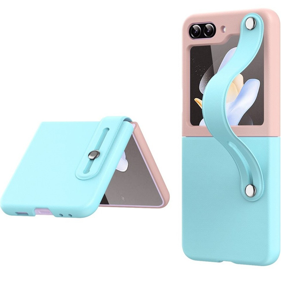 Etui Wristband Kickstand do Samsung Galaxy Z Flip5 5G, Miętowe / Różowe