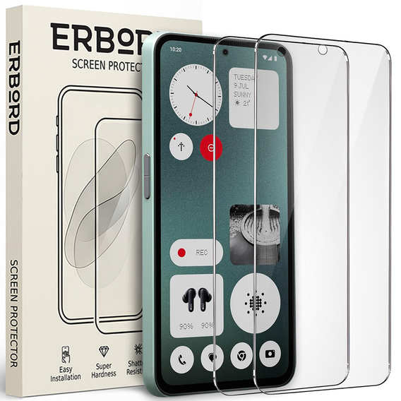 2x Szkło Hartowane do CMF Nothing Phone 2 Pro, ERBORD 9H Hard Glass, szybka