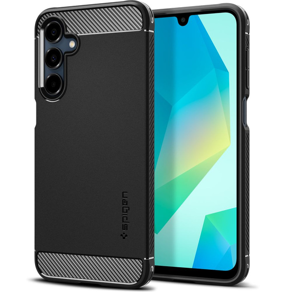 Etui Spigen do Samsung Galaxy A16 / A16 5G, Rugged Armor MagSafe, czarne + Szkło Hartowane 9H