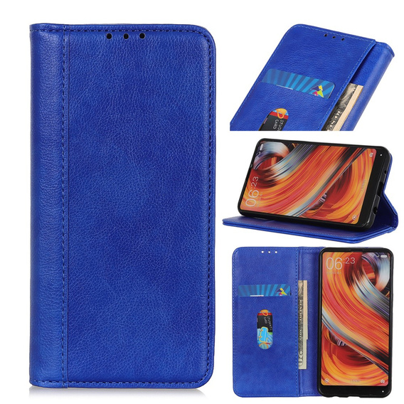 Etui z klapką do Xiaomi Redmi Note 15 Pro Plus 5G, Split Leather, niebieskie